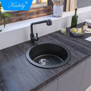 Évier de cuisine rond à cuve unique en quartz granit, style sous-plan, avec un seul trou, sans robinet - Product Image 2