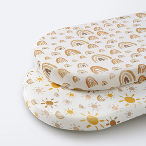 En stock: Sábanas ajustables para moisés de bebé, plegables, de algodón orgánico, suaves, lisas, antipilling, de color personalizado, para recién nacidos, venta al por mayor. - Product Image 1