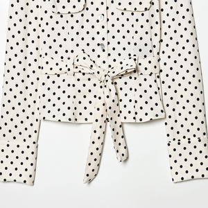 PB&ZA Wanita 2026 Musim Panas Gugur Jaket Polkadot Retro Lengan Panjang Kerah Tegak Jaket Kasual Mantel Bernapas - Product Image 6
