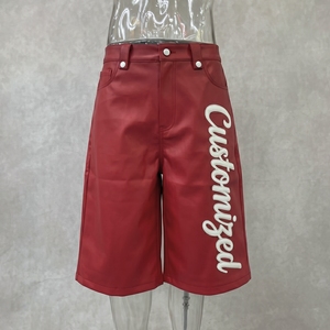 <span class=keywords><strong>Pantaloncini</strong></span> in Pelle da Uomo Personalizzati Guangzhou Shangshang, Stile <span class=keywords><strong>Streetwear</strong></span>, Lunghezza Sotto il Ginocchio, con Patch Ricamate e Borchie - Product Image 3