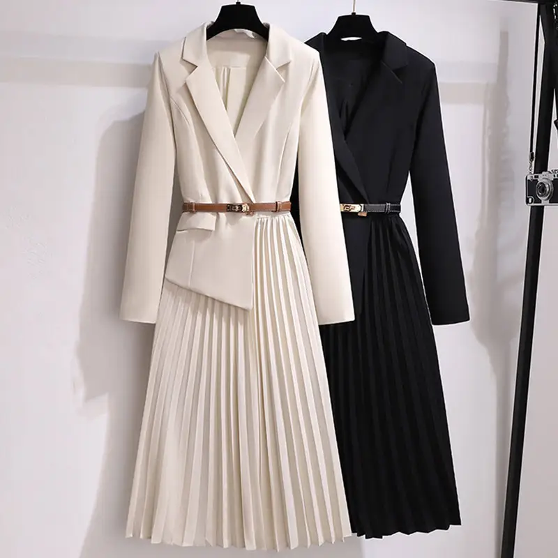 New Elegant Pleated Vintage Fashion Temperament Chic French Fragrance Suit Dress