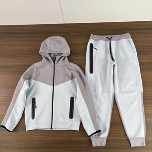 2026 Fashion Luxury Cotton Tech Fleece Men <strong>Tracksuit</strong> 2pcs Pocket Zip Style New Men Top and Pant Casual Boy Jogger Sweatsuit - Product Image 4