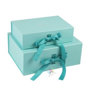 Crown Win <b>Blue</b> Collapside Magnetic Recycled Materials Sponge Laminated Foldable Printed Logo <b>Storage</b> Gift <b>Boxes</b> with Ribbon - Product Image 6