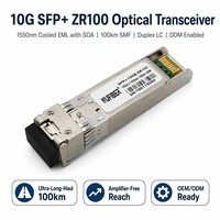Transceiver Optique SFP+ 10GBASE-ZR 1550nm Refroidi EML 120km Duplex LC SMF DDM Hot Pluggable IP Télécom Longue Portée