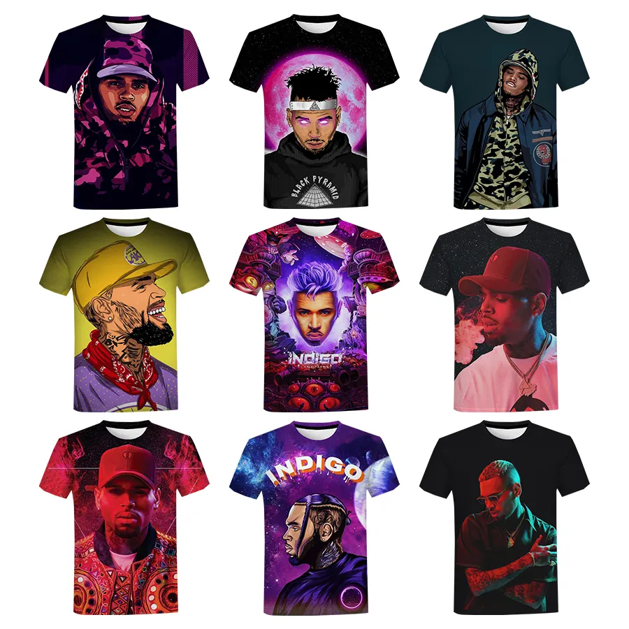 2023 Chris Brown Printed T-Shirts For Men Hot American Rapper 3D Digital Printing Tshirt All Over Print Hip Hop Clothing T Shirt