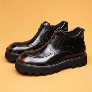 Botas de Hombre de Piel Sintética, Altura al Tobillo, Punta Redonda, Cierre de Cremallera, Suela de Goma Antideslizante, Entresuela de EVA, Color Sólido, Para Todas las Temporadas - Product Image 5