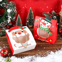Boîtes cadeaux transparentes avec poignée, motif Père Noël et bonhomme de neige, pour biscuits sucrés, pour décorations de Noël et de fêtes de fin d'année