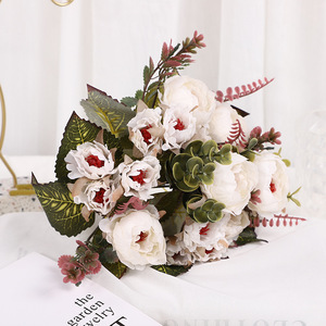 Ramo de Flores Artificiales de Seda Rosa <span class=keywords><strong>Rong</strong></span> <span class=keywords><strong>Hua</strong></span>, Hecho a Mano, para Decoración del Hogar, Bodas y Jardinería, Venta al Por Mayor de Fábrica - Product Image 1
