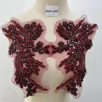 Offre Spéciale mariée cristal Patch Fuchsia strass corsage perlé Applique or Rose pour ceinture robe d'épaule