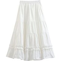 Fournisseur direct d'usine, jupe longue en coton blanc à volants superposés sur mesure, taille élastique, jupe longue fluide en forme de A, service OEM/ODM