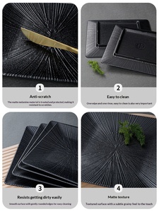 Quadratische Melamin-Servierteller Matt Schwarz Premium Japanischer Stil Spülmaschinenfest Großhandel Kommerziell Restaurant Hotel Catering - Product Image 4