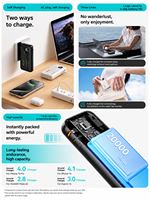 Cargador portátil HYTO con cables integrados, enchufe de pared CA, batería externa de 10000 mAh, USB C, carga rápida de 22.5 W, paquete de batería externa para teléfono.