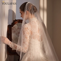 YouLaPan V169 mode mariée couche unique bout des doigts Long voile haut fête mariage court voile avec strass étincelants