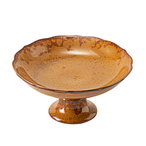 Assiette à thé en céramique d'inspiration zen, forme irrégulière, plat en porcelaine sur pied pour salle de thé, fête ou présentation de fruits - Product Image 5