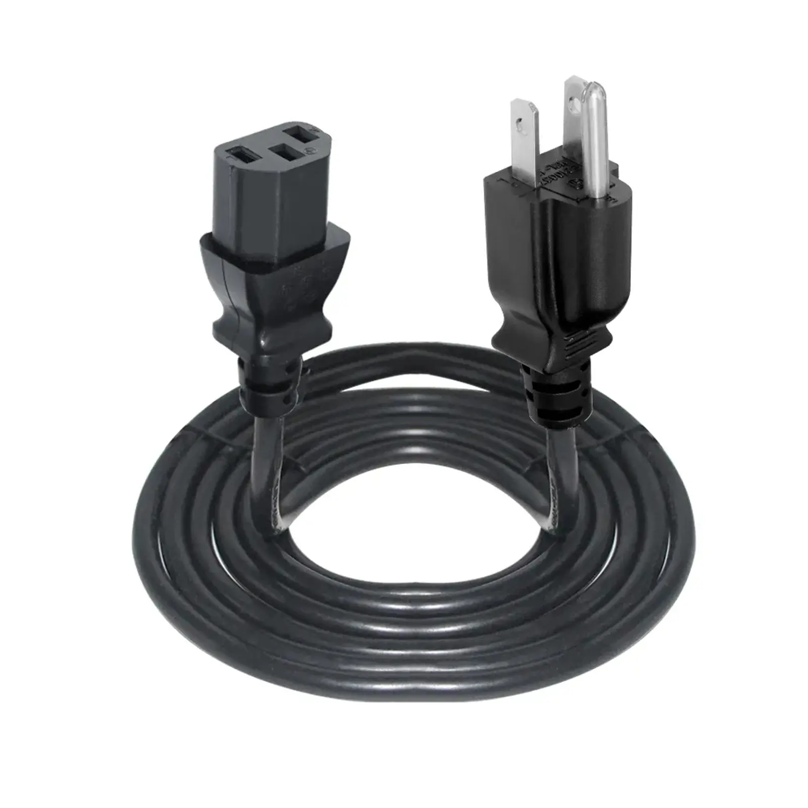 Cusomik Schwarz Weiß 3Pin C13 US-Stecker 1,5 M 1,8 M Stromkabel 10A 110V 250V PVC-Netz kabel für Computer