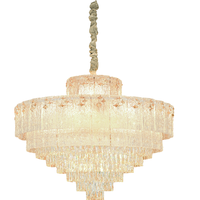 Lustre en cristal de verre multicouche de luxe, finition or/blanc, LED, à intensité variable, pour villas, salons, halls d'hôtels, luxe