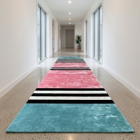High Quality Handmade Bamboo Silk Carpet Runner Pink Lobby Rugs