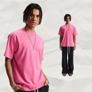 T-shirt da <span class=keywords><strong>uomo</strong></span> in jersey di cotone 100% pesante, stile casual vintage, lavaggio effetto invecchiato, di marca alla moda. - Product Image 6