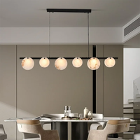 Lustre de restaurant en marbre et cuivre massif, design flocon de neige, luminaire linéaire créatif de luxe rectangulaire pour comptoir de bar