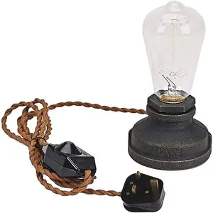 Lampe de Table rétro industrielle en fer, fendue, éclairage de bureau avec interrupteur et tuyau d'eau, lumière à intensité réglable, style américain