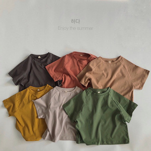 T-shirt pour enfants garçons, vêtements en coton pour bébés, t-shirt d'été pour enfants, haut uni, taille 2-7 ans - Product Image 3