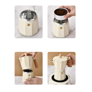 Vente chaude Cafetière à expresso en aluminium Moka Pot pour la maison Café commercial Accessoires de préparation du café réutilisables Vente en gros - Product Image 2