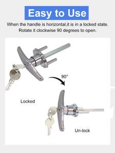 Verrouillage automatique à poignée en T de porte de garage sectionnelle argentée de 104mm pour porte de garage - Product Image 4