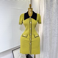 Robe tricotée 4 couleurs pour femme, mini-robe moulante à manches courtes, taille unique, tenues pour femme