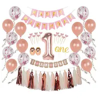 Verjaardag Decoraties Voor Baby Baby Tonen Ballon Pakket Eerste Verjaardag Decoratie Roze Ballon Party Ik Ben Een Banner