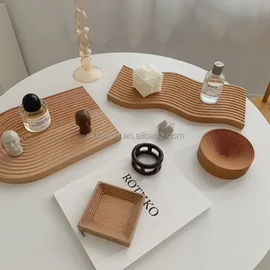 Лоток деревянный геометрический в японском стиле, поднос для хранения украшений из массива дерева с фотографией, реквизит для фотосъемки ювелирных изделий