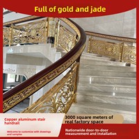 Maßgefertigte Kupfer-Aluminium-Treppengeländer, Leichtgewichtige Luxus-Villa-Duplex-Geländer, Neuer Chinesischer Stil, Geschnitzt, Foshan, Bodenmontiert