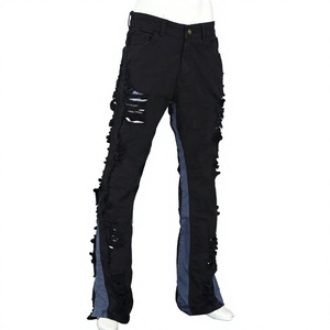 OEM Customized High Quality <b>Men's</b> <b>Cargo</b> Baggy Classic Distressed Straight Leg High Street Eco-Friendly Denim Pants Light Mid - Product Image 1