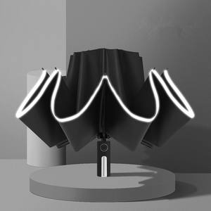 <span class=keywords><strong>Parapluie</strong></span> Portable de 23 pouces à 3 plis automatiques avec bande argentée <span class=keywords><strong>parapluie</strong></span> <span class=keywords><strong>Anti</strong></span>-<span class=keywords><strong>vent</strong></span> et <span class=keywords><strong>Anti</strong></span>-tempête avec tissu imperméable - Product Image 1