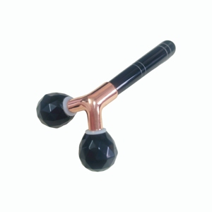 Anti-Aging Black Obsidian 3D Jawline <b>Roller</b> Faceted Y-Shape Massage Tool with Unique Tower Grip for Skin Lifting - Product Image 4