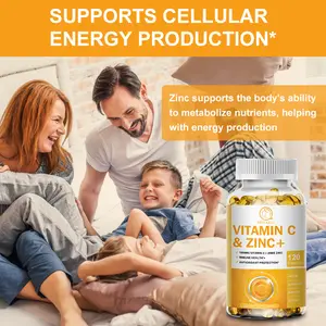 Private Label OEM 120pc Bioavailable Supplement With Zinc Ascorbate And Zinc Oxide Non-GMO Vitamin C Capsule