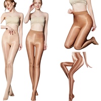 Collants brillants et colorés 70D, anti-bactériens, taille haute, élastiques, grande taille XXL pour femme