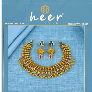 Luxury Gold <b>Necklace</b> Set with Green and Red Gemstones and <b>Matching</b> Earrings Elegant Gold <b>Necklace</b> Set Colorful Stones - Product Image 2