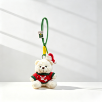 Porte-clés en peluche ours de Noël saisonnier avec pull tricoté à la main, mascotte renne fantaisie pour cadeau de Noël dans le bas de la cheminée