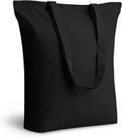 Sac fourre-tout en toile moyen Baiyue BY0200 avec fermeture éclair, poignée longue, lettrage noir, logo personnalisable, multi-usages