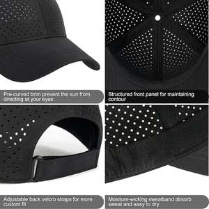 Casquette de baseball décontractée en toile pour homme, style sportif, respirante, réglable, à 6 panneaux, avec trous latéraux découpés au laser, style camionneur, à fermeture snapback - Product Image 4