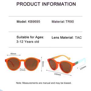 Lunettes de soleil polarisées rondes pour enfants, monture TR90 colorée, protection UV400, personnalisables avec logo, collection mode 2025 pour garçons et filles - Product Image 6
