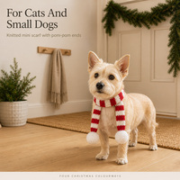Écharpe de Noël pour chat en polyester tricoté avec pompon, rayée et côtelée, cache-cou pour animaux de compagnie, accessoires de Noël et d'hiver pour chats et chiens