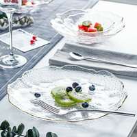 Ensemble de plats de service en verre de couleur unie avec bord doré