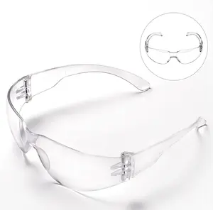 แว่นตานิรภัยสำหรับทำงานโปร่งใสป้องกันรอยขีดข่วนแว่นตาโลโก้ออกแบบได้ตามต้องการปลอดภัยพับเก็บได้