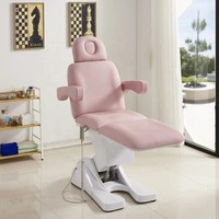 Muebles Modernos para Salón de Belleza, Camilla de Extensión de Pestañas Rosa, Lujosa Camilla de Masaje Facial Eléctrica de 3 Motores con Taburete