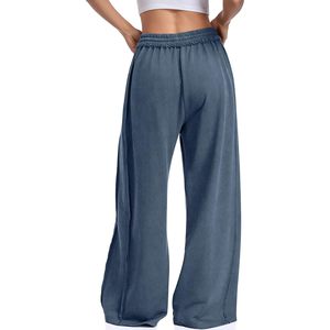 Pantalones Deportivos de Pierna Ancha para Mujer, Cintura Media, Tejidos, Transpirables, Casuales, con Bolsillos, Estilo Palazzo - Product Image 2