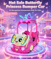 Voiture tamponneuse électrique Papillon Princesse avec auvent, lumières LED, musique et télécommande, pour enfants et adultes, pour usage intérieur et extérieur en centre commercial