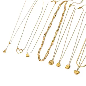 Kalung liontin multipel Hati baja tahan karat berlapis emas kualitas tinggi untuk wanita tanpa noda