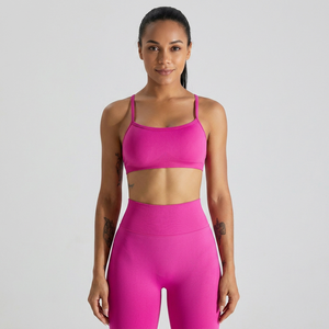 Women Square Neck Sports Bra Adjustable Cross Back Removable Padded Yoga Crop Top Backless Low Impact Fitness Workout Bra - Product Image 4