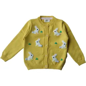 复古可爱兔子毛衣可爱女婴秋冬服装儿童针织开衫儿童棉汗